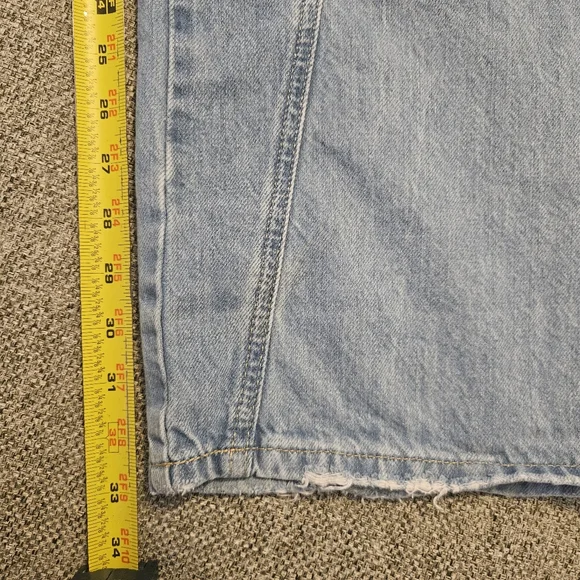 ZARA Women Mid Rise Cargo Side Pocket  Denim Wide Leg Pants Sz US 0 Blue Light - Picture 9 of 11